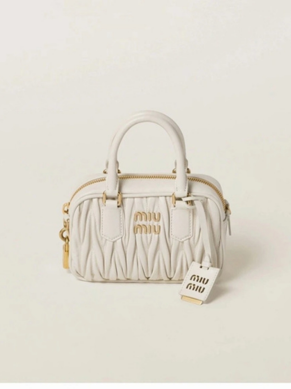 Miu Arcadie Matelassé Nappa Leather Mini-Bag White